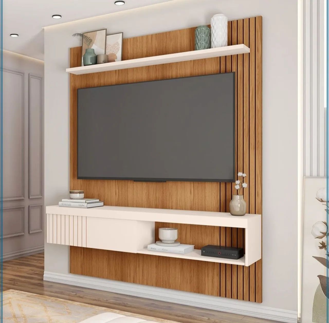 Painel para Tv 55 Polegadas Jade 1.5 Caemmun Freijó/Off White - Foto 2