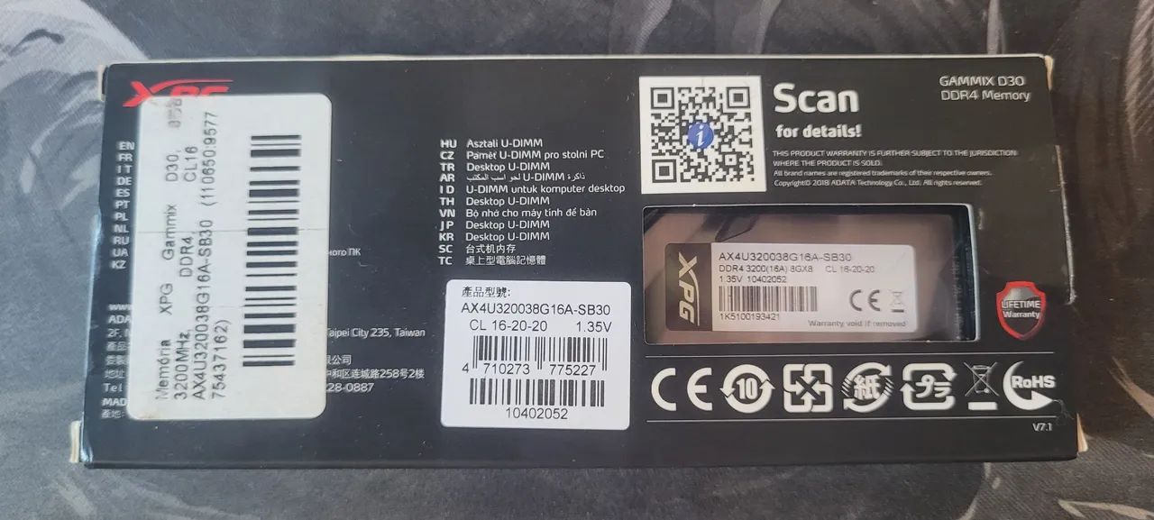 Memória RAM 8GB 3200MHz