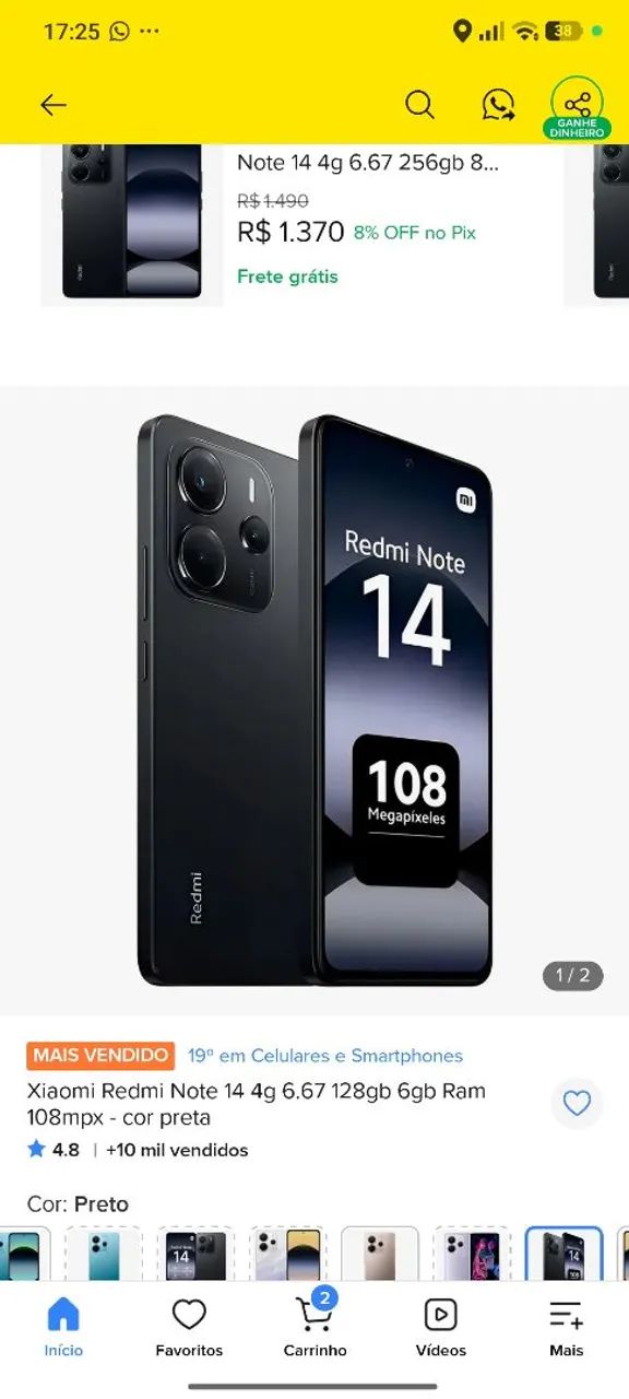 Redimi note 14 Celular na promoção pra ir rapido