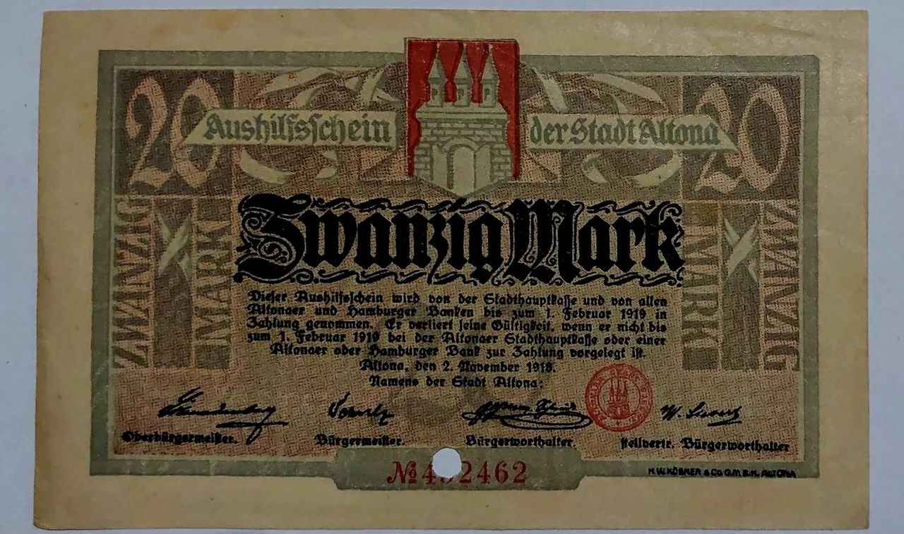 Cédula 20 Mark 1919 Alemanha 