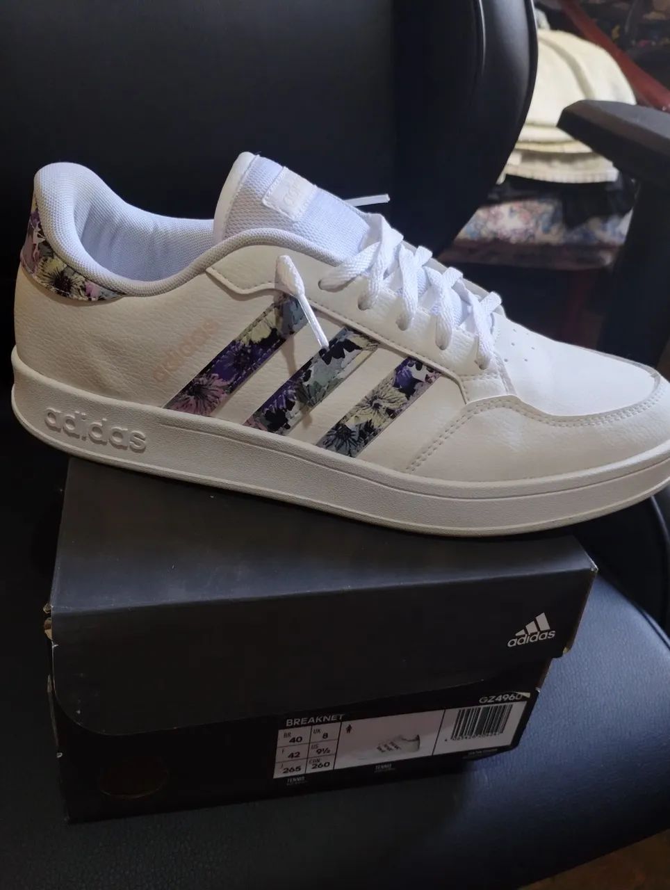 Tênis Adidas Breaknet Branco Floral 
