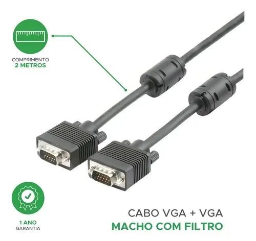 Cabo VGA Macho 2M com filtro 5+ Novo