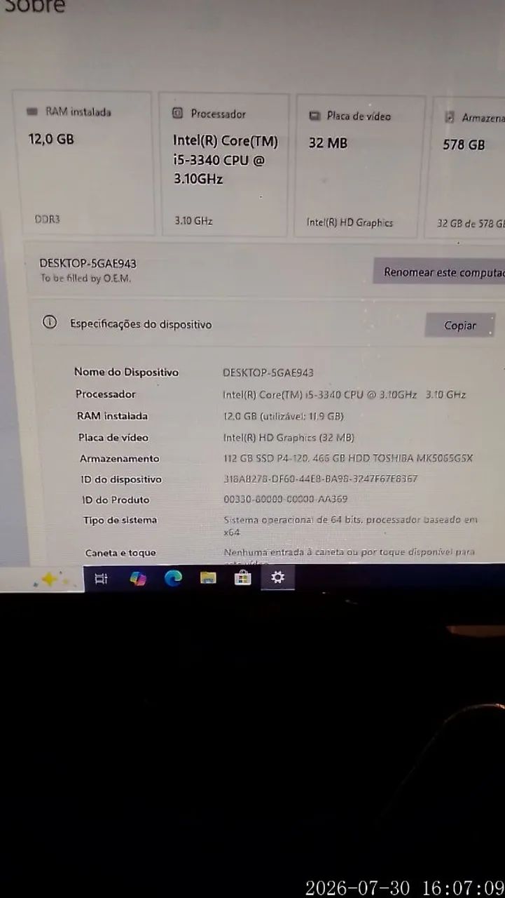 Só a CPU core i5 placa. Mãe, SSD, gabinete novo  - Foto 2