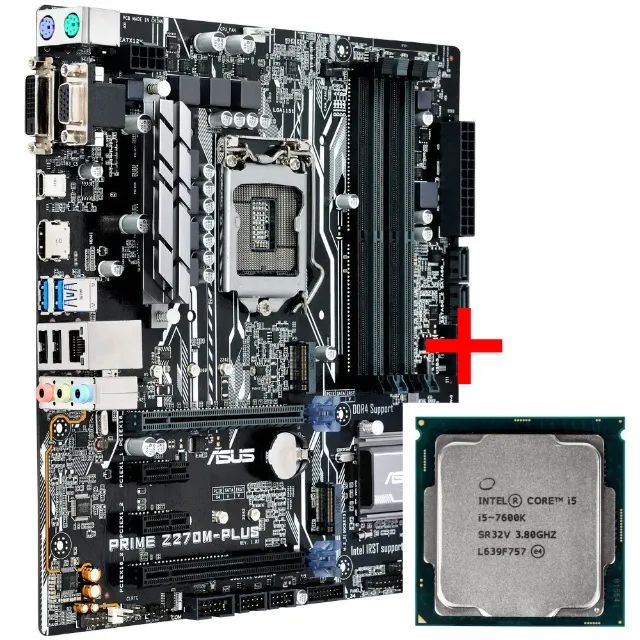Kit Placa-Mãe ASUS Prime Z270M-PLUS/BR + Processador I5 7600K