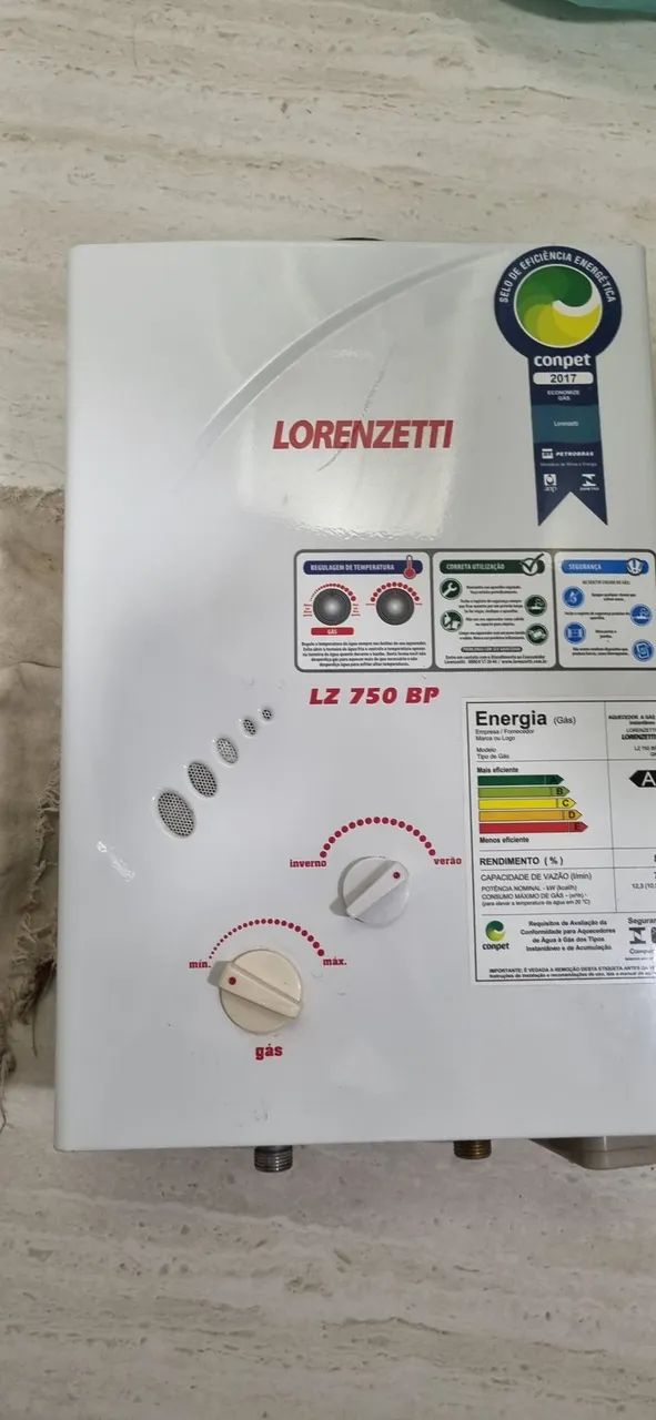 Aquecedore à gás Lorenzetti LZ 750 BP com defeito