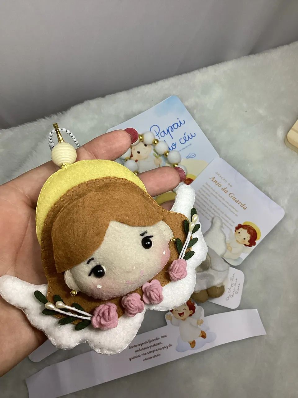 Chaveiro Anjinha em Feltro com Tag Personalizada e Embalagem  - Foto 5