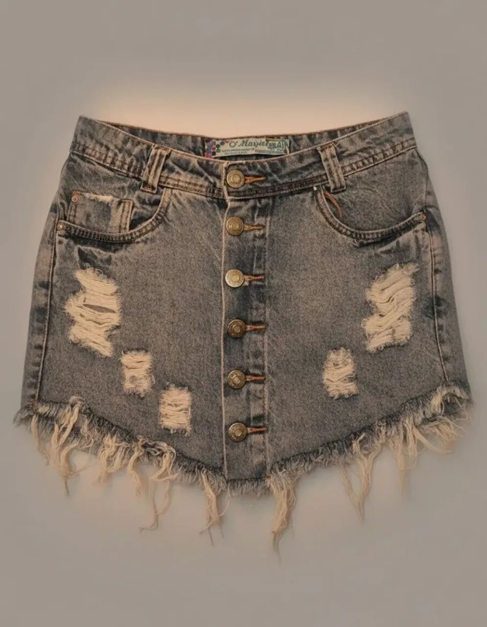 saia jeans destroyed com botões frontais - Foto 5