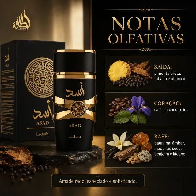 PERFUME ÁRABE LATTAFA ASAD - EAU DE PARFUM 100 ML - ENVIO IMEDIATO - Foto 5