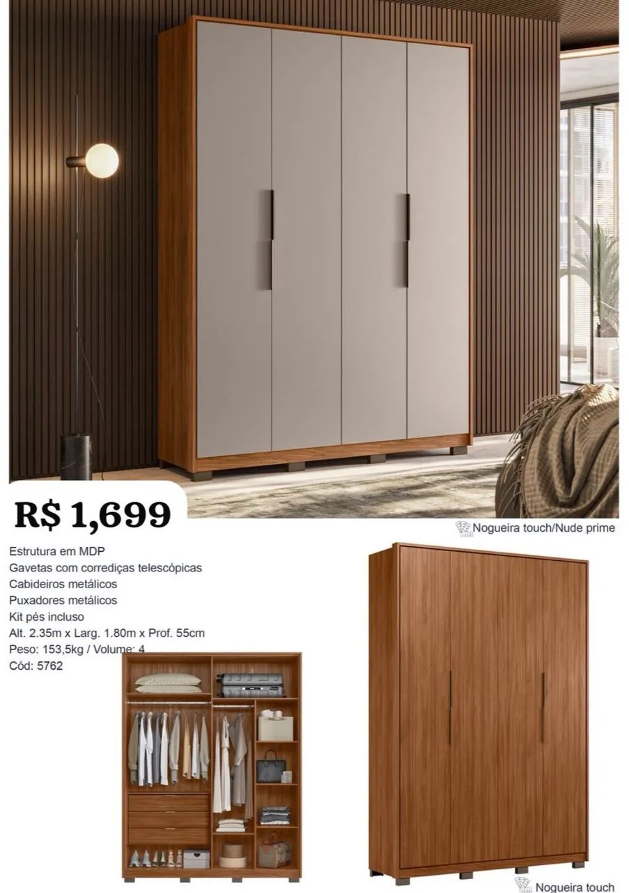 Guarda Roupa 4 portas - Promoção 