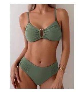 Biquíni plissado verde