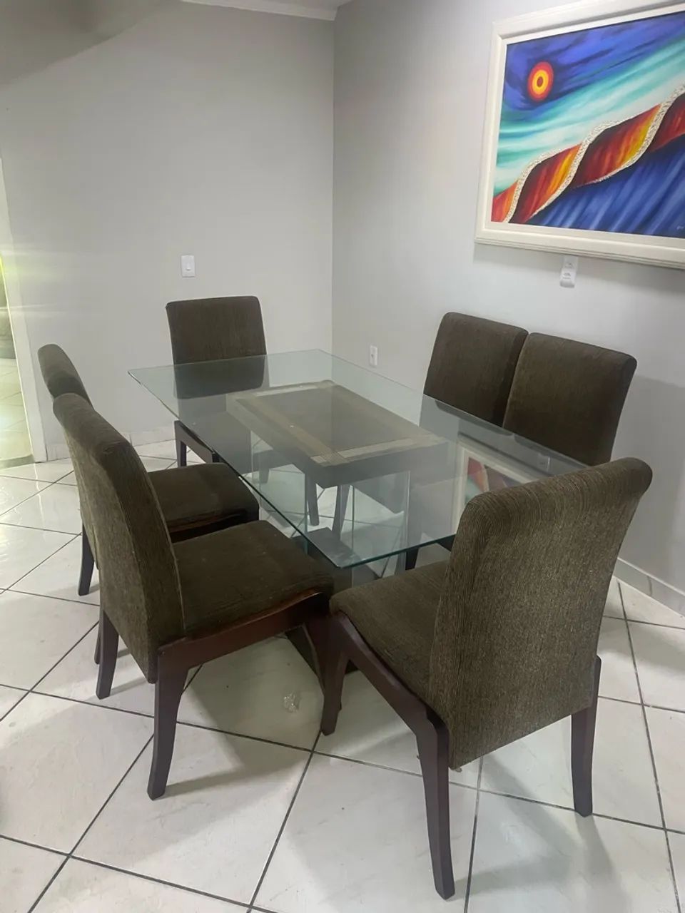 Mesa de jantar 6 cadeiras vidro temperado  - Foto 4