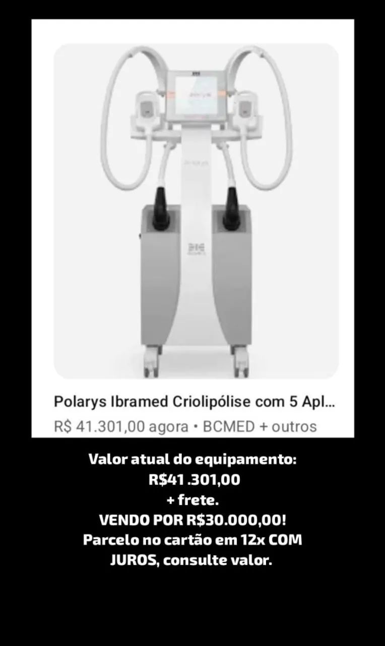 Criolipólise Polarys IBRAMED com 4 aplicadores e acessórios 