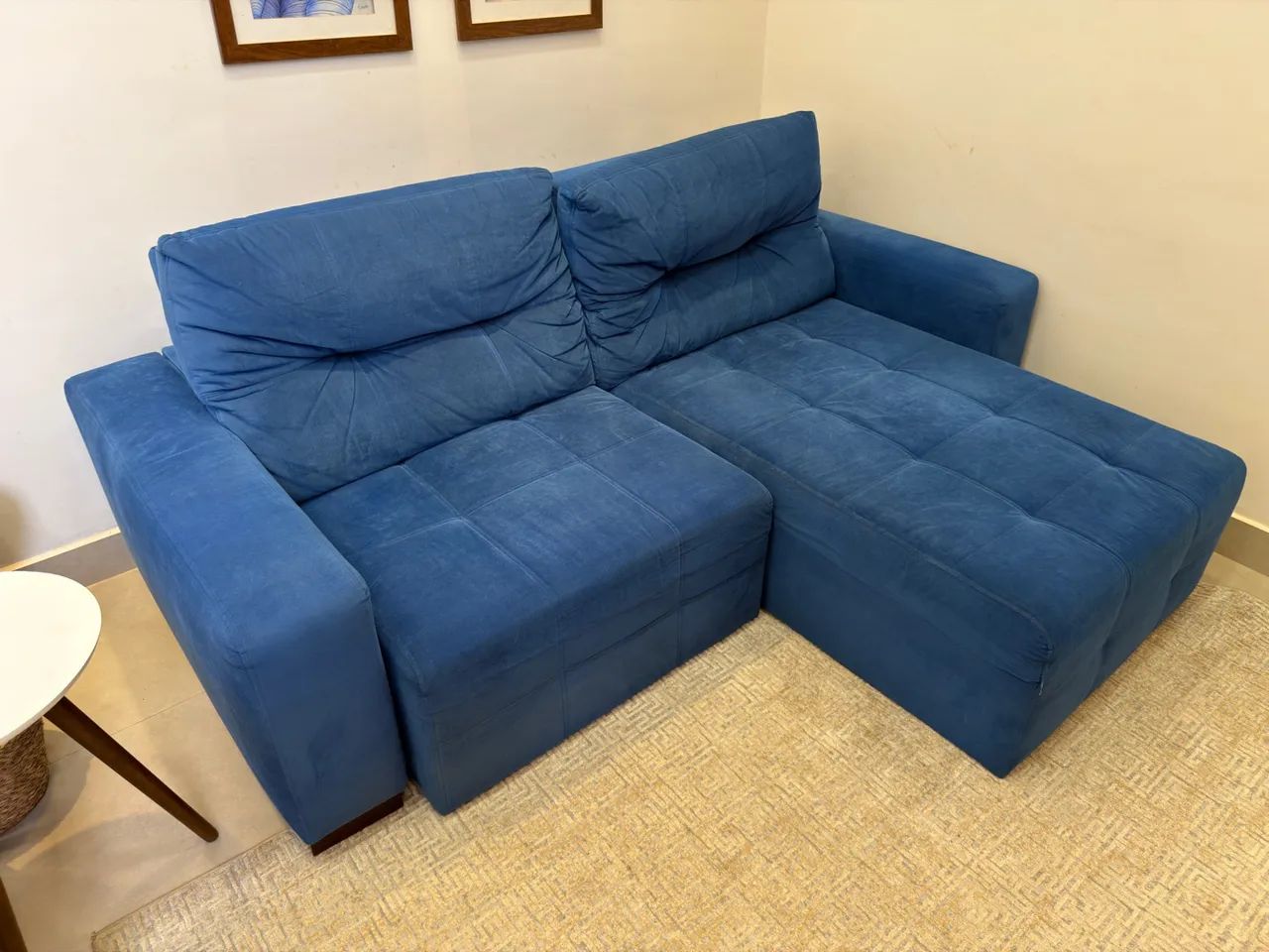 Sofá Retrátil Azul 2,30m com Chaise - Ótimo Estado - Foto 3