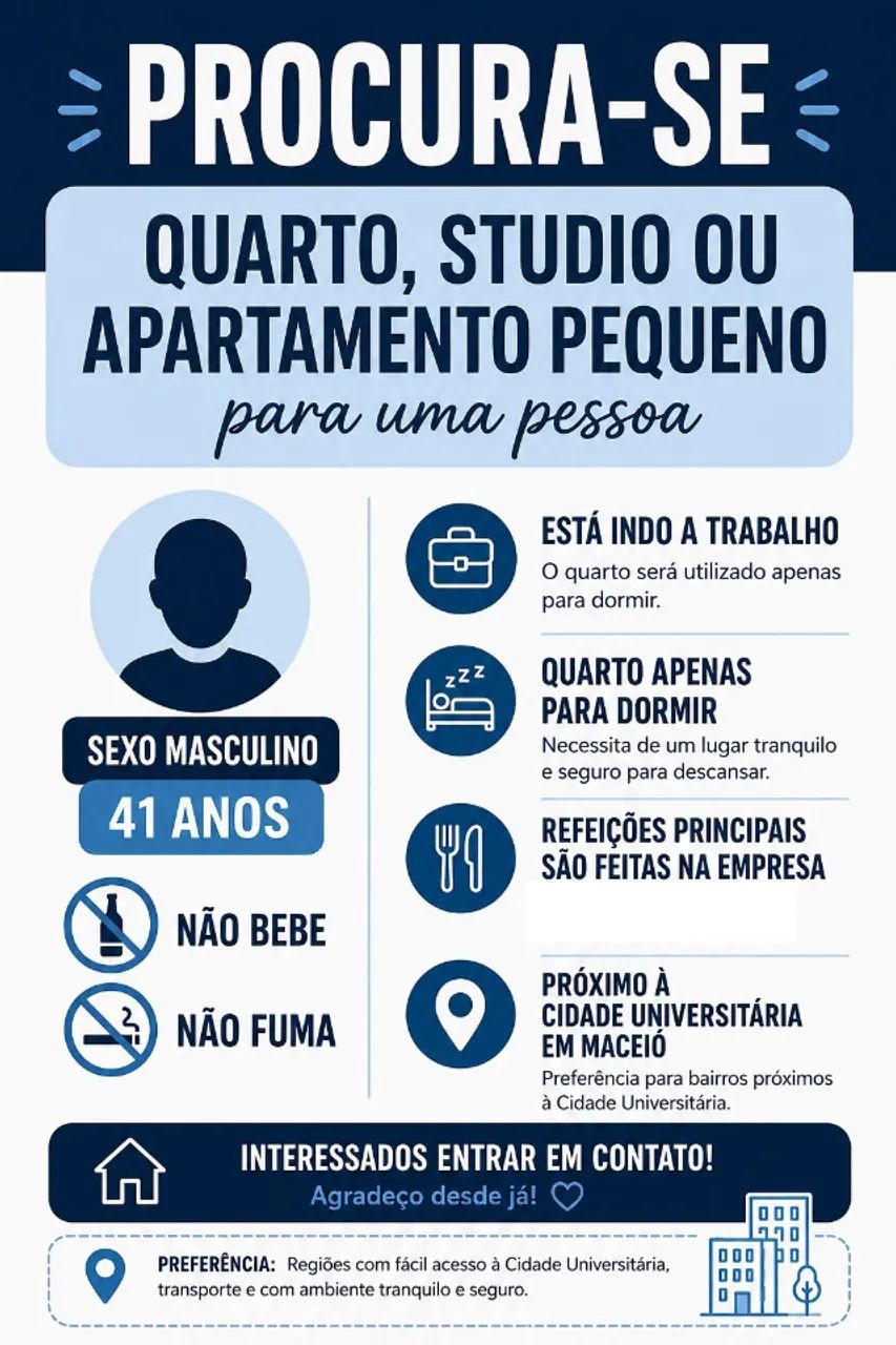 Procuro quarto próximo a cidade universitária