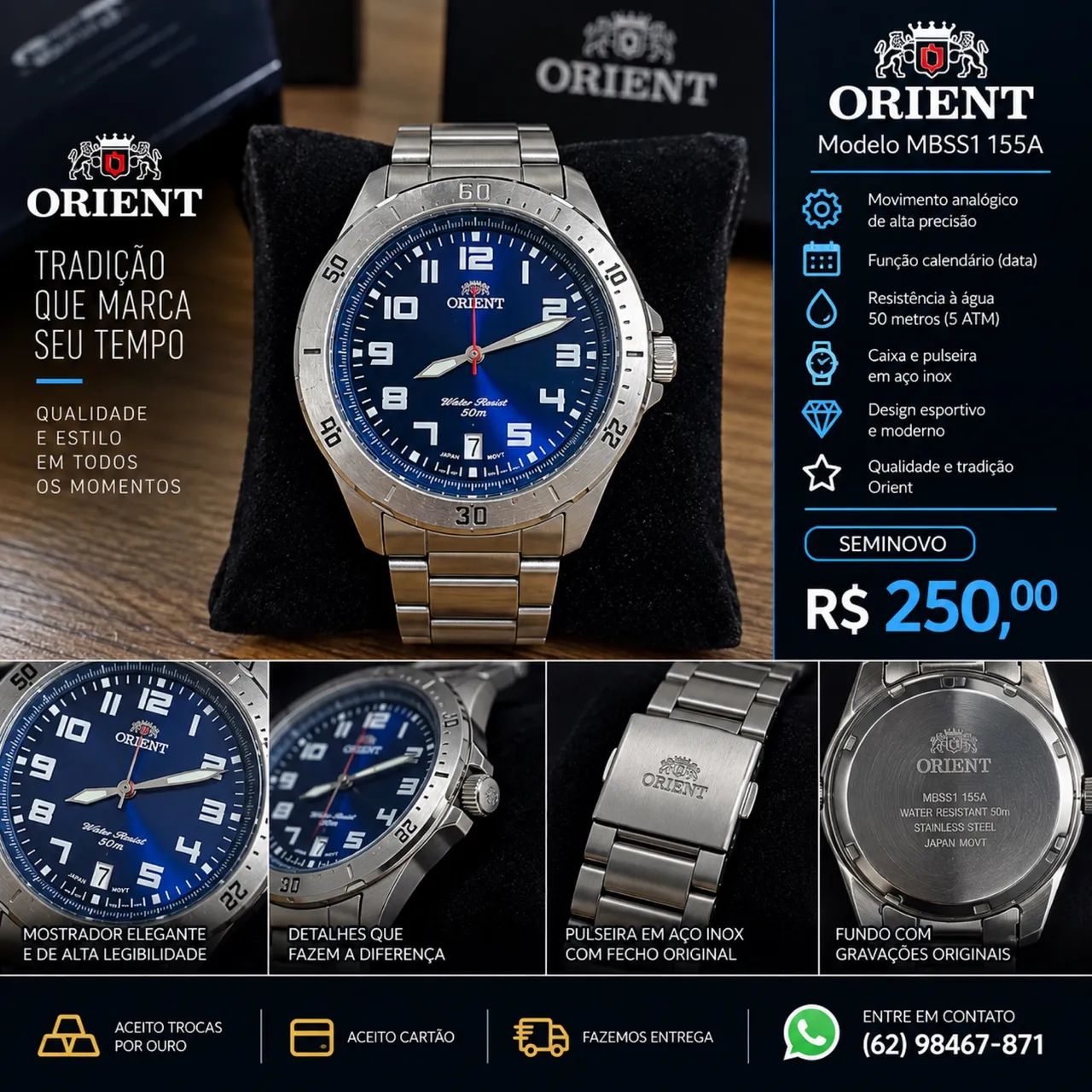 Relógio Orient azul 