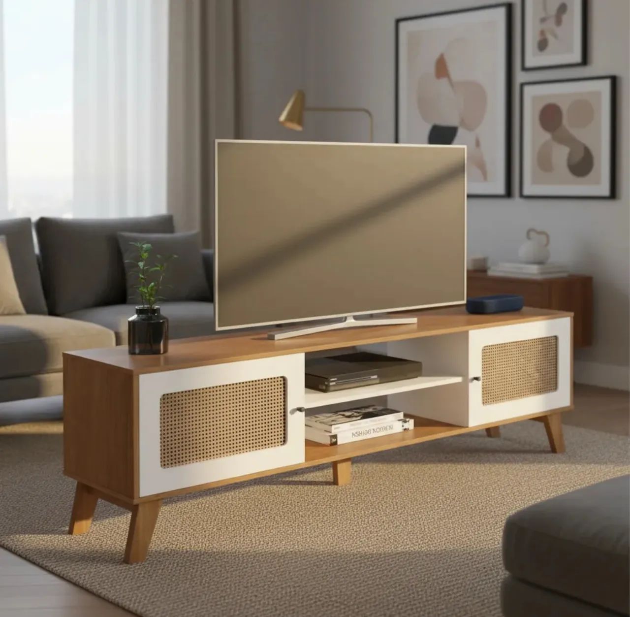 Rack MDF Novo Com 1,80 de largura Para Até 75 Polegadas MDF - Foto 3