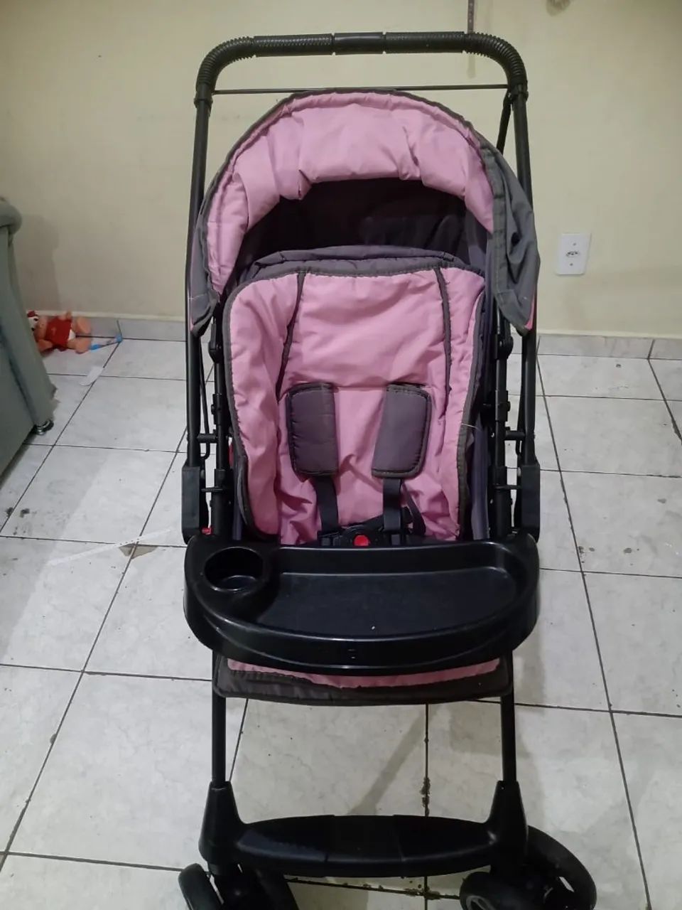 Carrinho de Bebê Galzerano - Rosa/Cinza - Foto 5