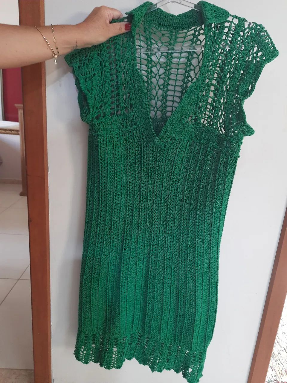 Vestido em crochê artesanal tam P / 40 - Foto 4
