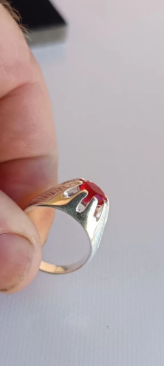 ANEL DE PRATA 925 COM ZIRCÔNIA VERMELHA, - Foto 5