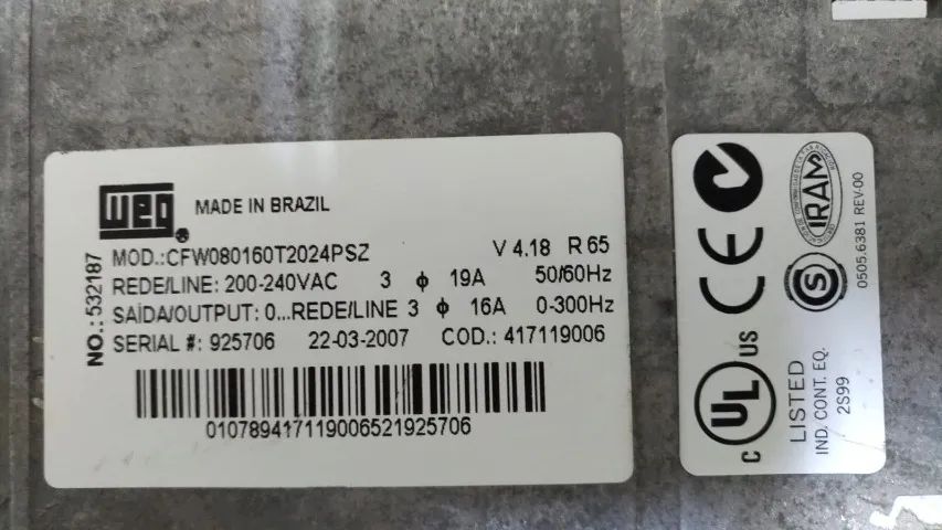 Inversor De Frequência Weg 5cv 220v Trifásico CFW08 CFW080160t2024PSZ - Foto 4