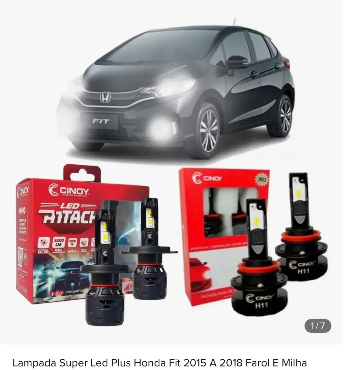 Lampada Super Led Plus Honda Fit 2015 A 2018 Farol E Milha