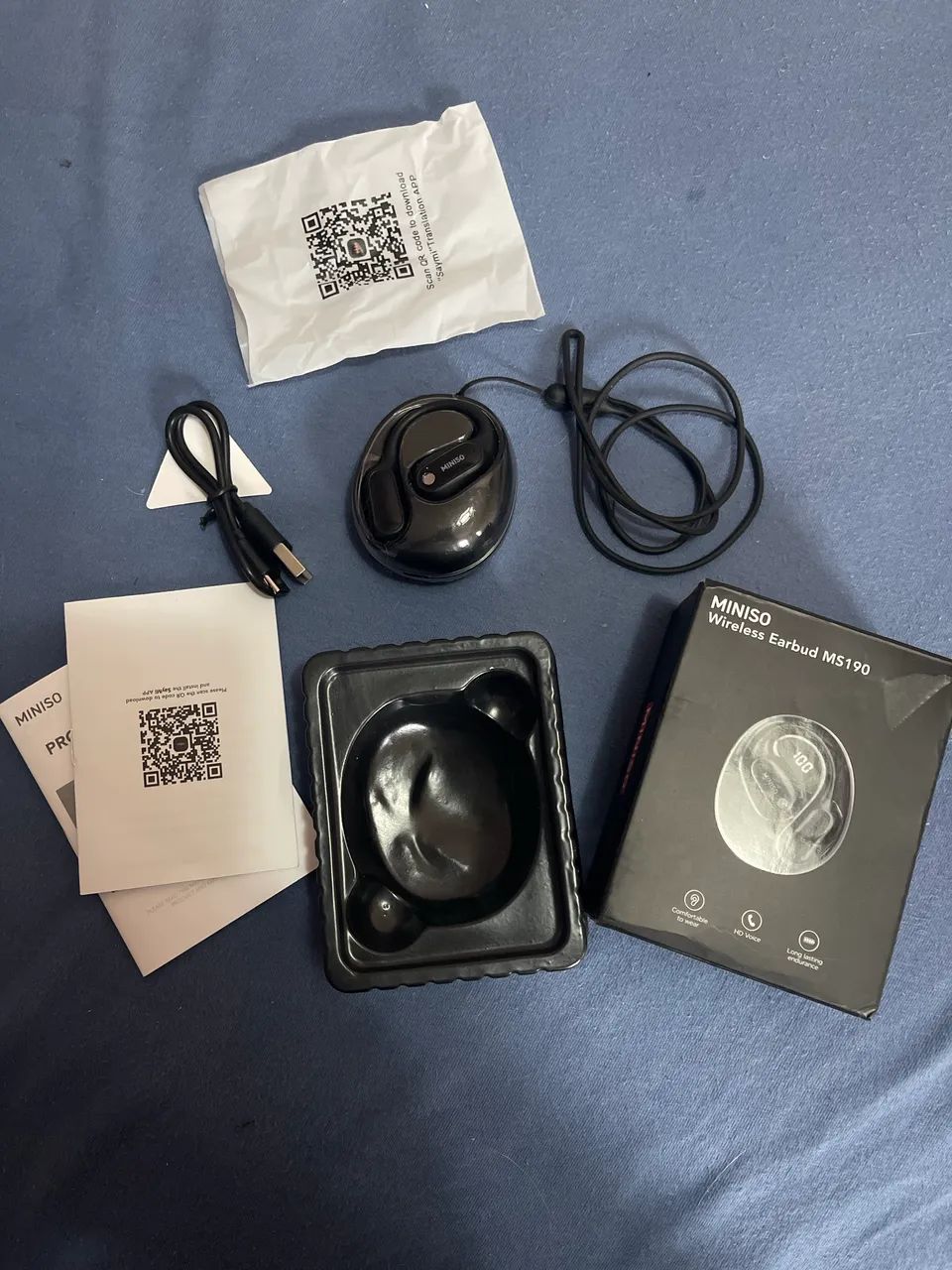 Fone wireless ms190 miniso inteligente artificial traduz mais de 150 idiomas 