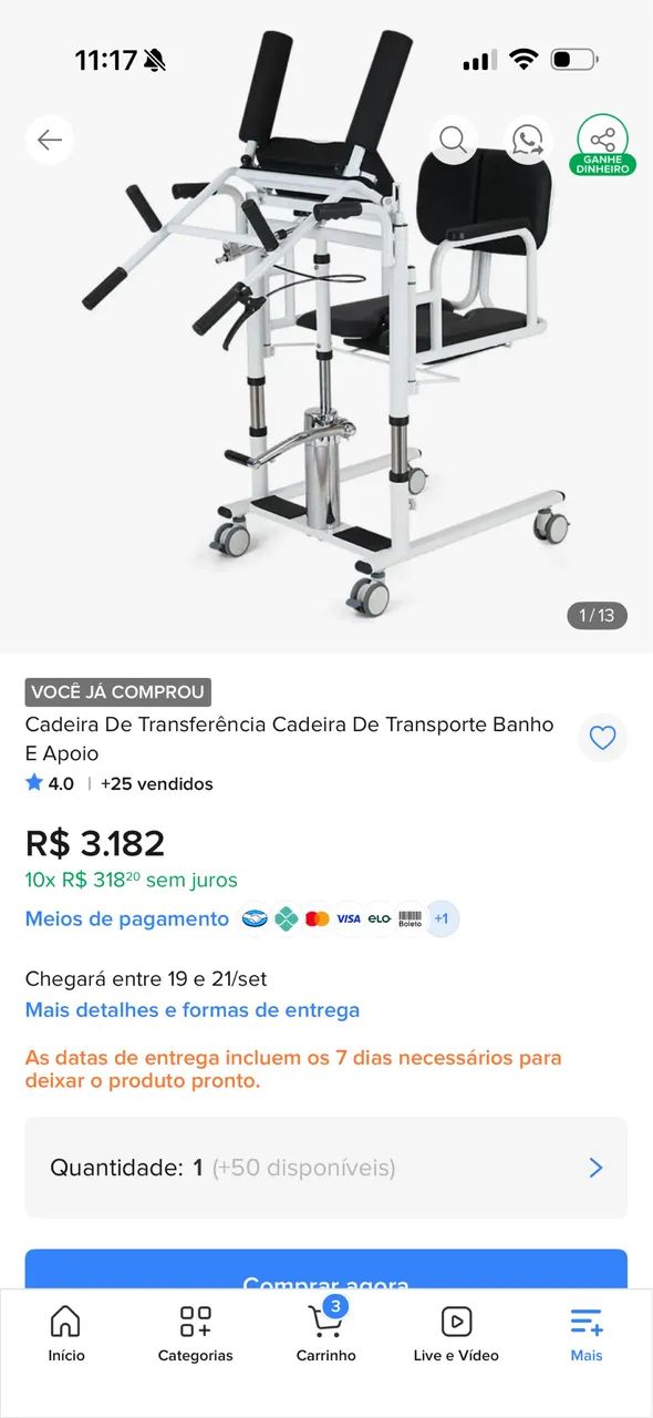 Cadeira de transferência/guincho para banho  - Foto 3
