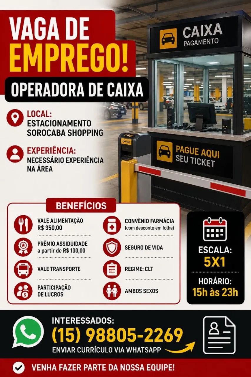 Vaga operadora de caixa 