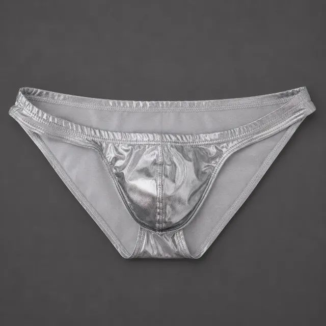 cueca bikini brief masculina prata brilhante tamanho P/S