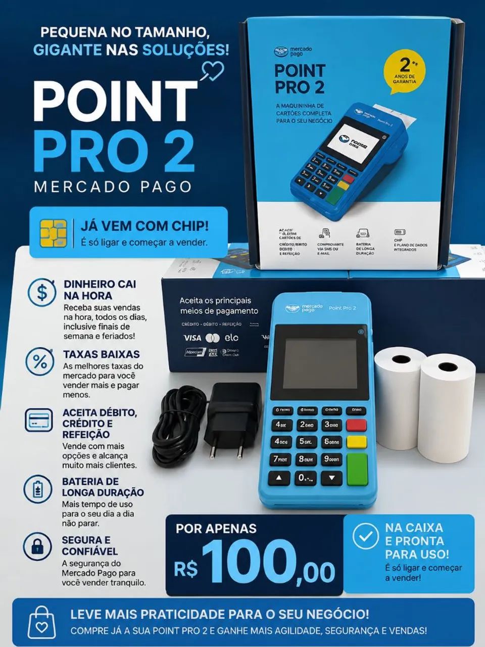 Maquininha de Cartão Mercado Pago - Foto 2