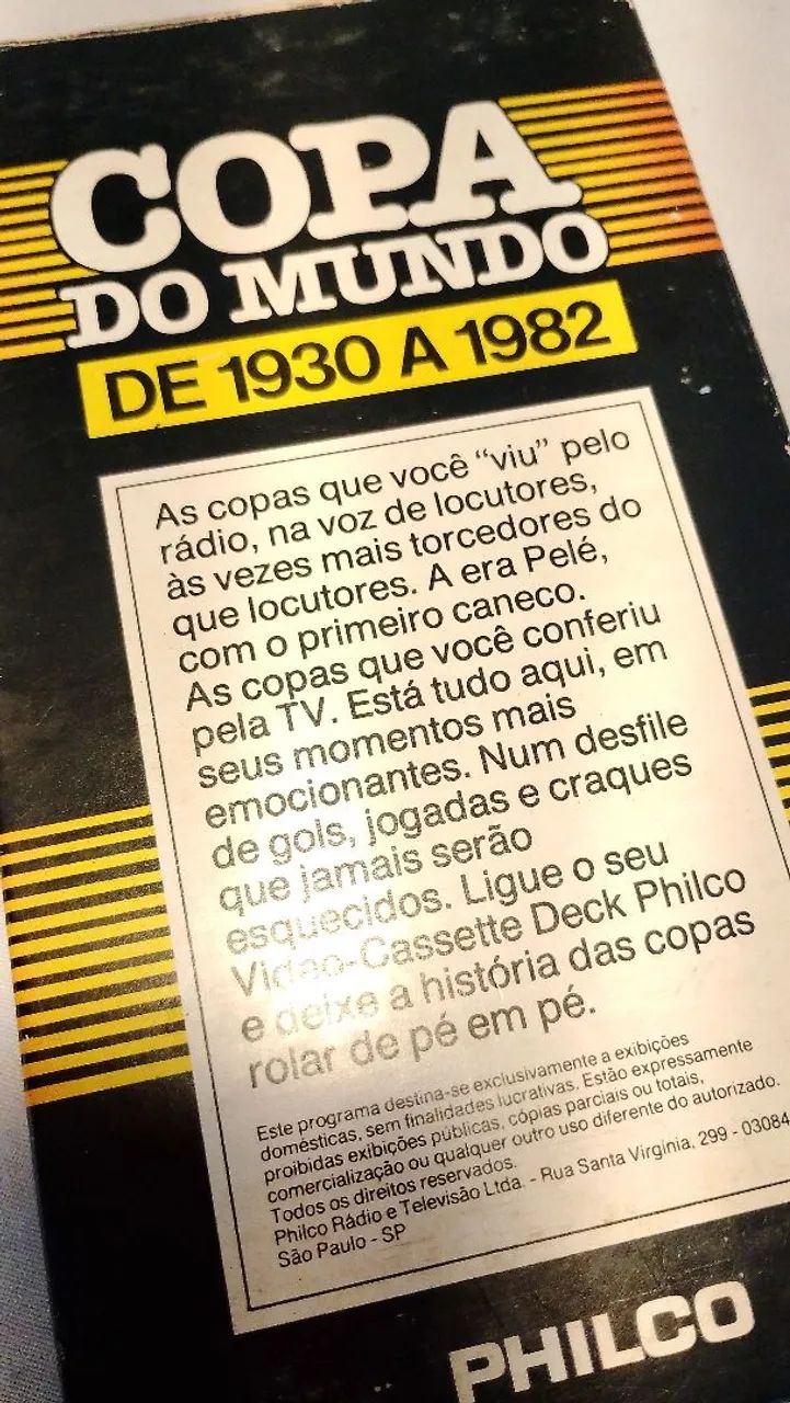 Copa do mundo 1930-1982 VHS anos 80 antigo Philco  - Foto 3
