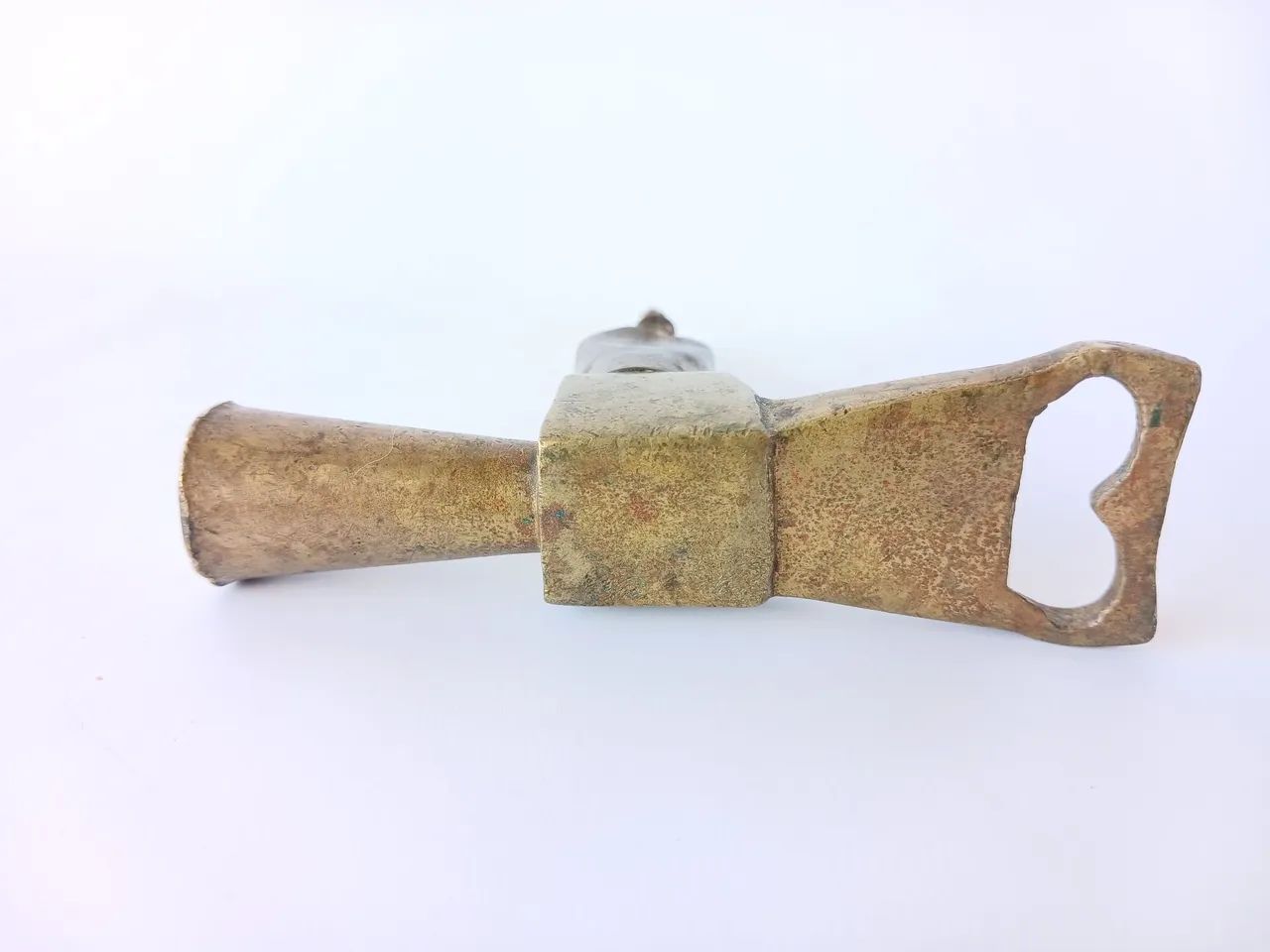 Saca-Rolhas Antigo em Latão Maciço 3 em 1 | Abridor Vintage para Vinho e Garrafas - Foto 4