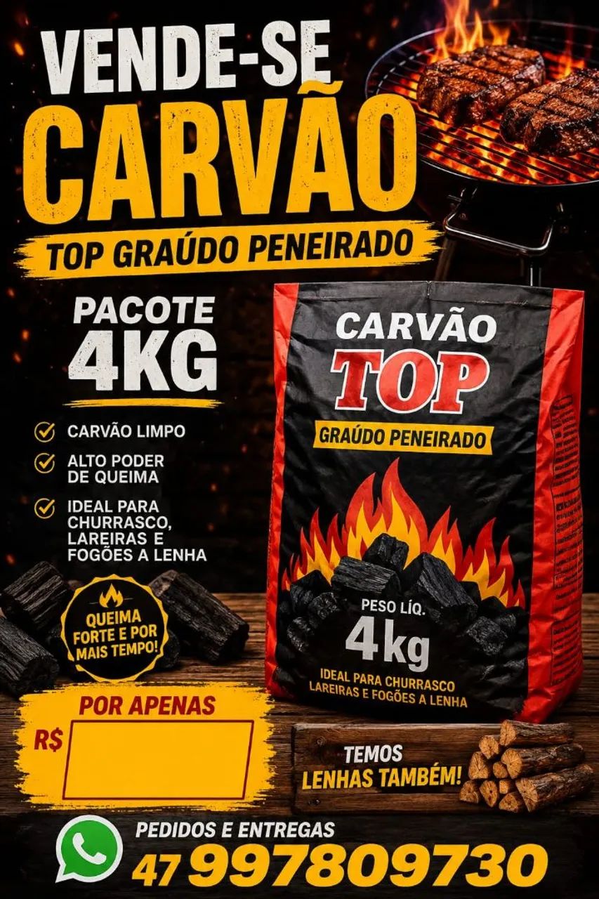 Carvão peneirado pacote 4kg 