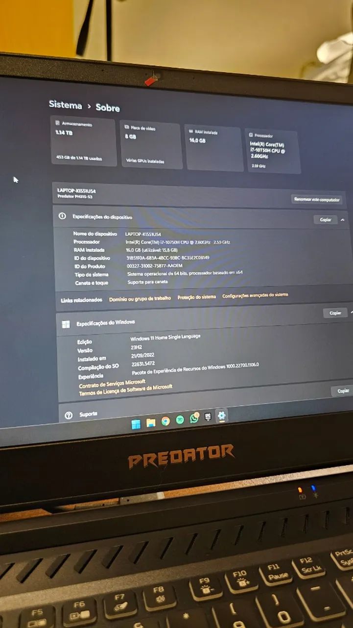 Notebook - Predator PH315-53 - Foto 5