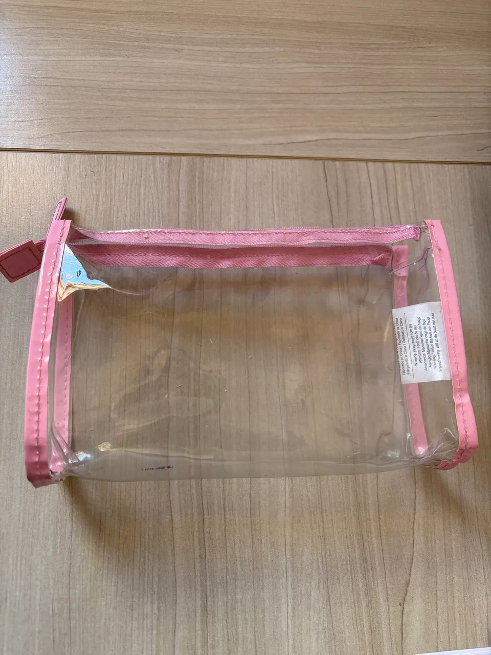 Bolsa necessaire transparente zíper rosa super resistente  - Foto 2