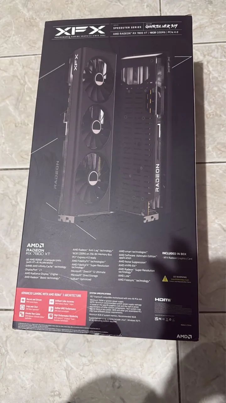 Placa de vídeo RX 7800XT 16 GB
