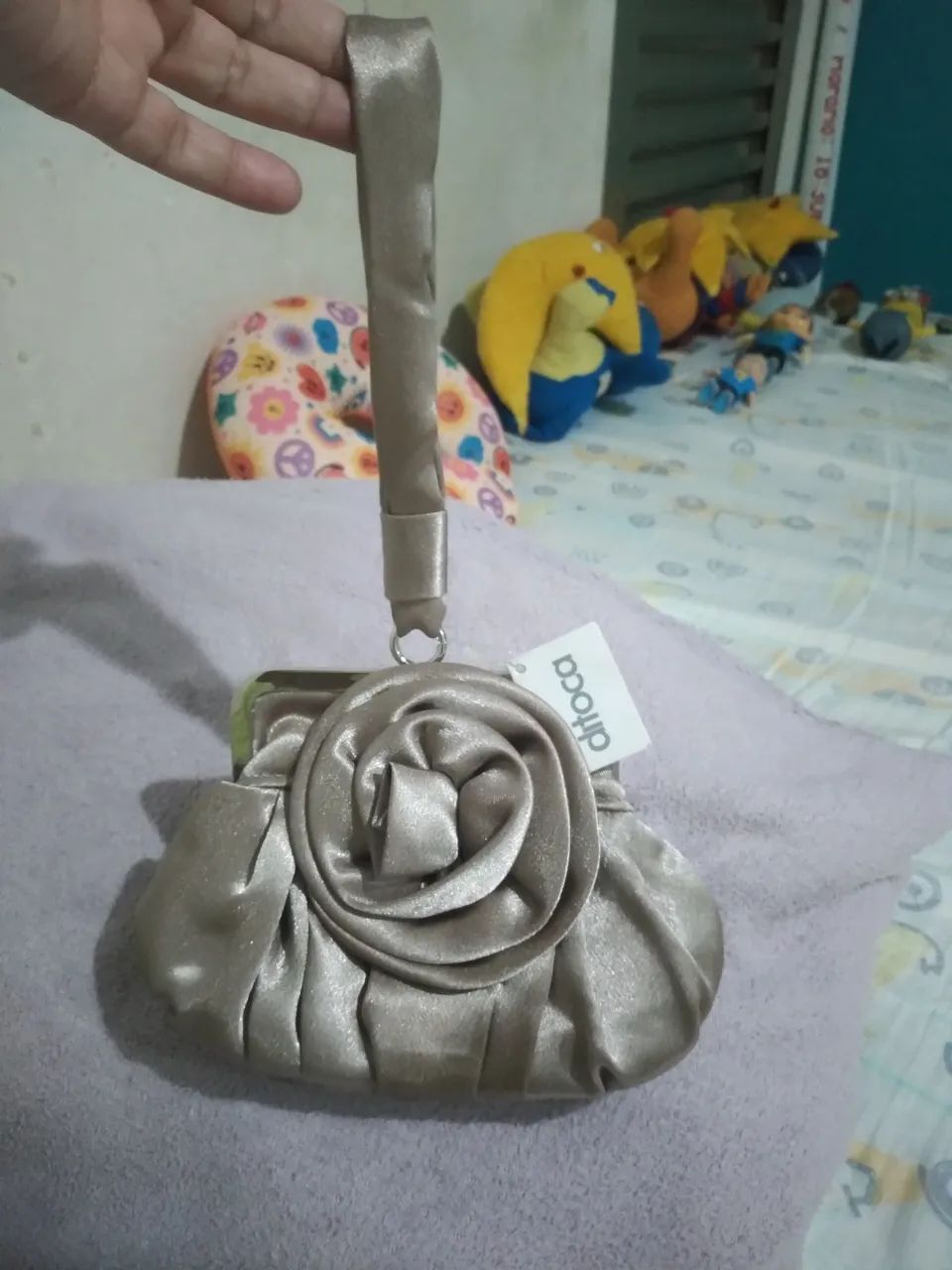 BOLSA DE FESTA CETIM PRATA