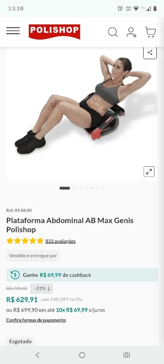 Aparelho Abdominal AB Max Genis Polishop equipamento de exercício - Foto 4