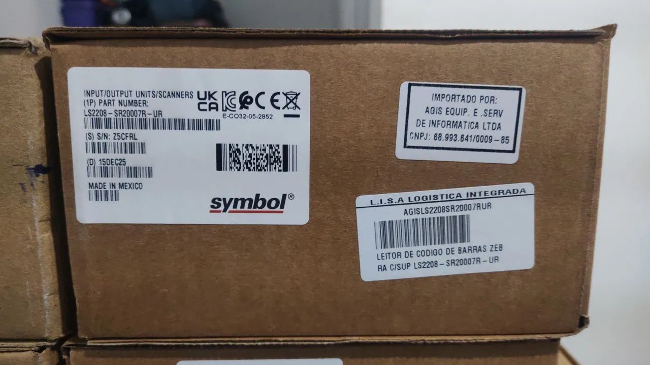 Leitor de código de barras Symbol LS2208-SR20007R-UR.   Com suporte      7 pçs