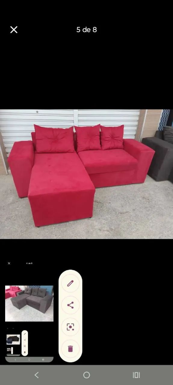 Sofá Chaise  Tecido Suede diversas cores<br>Sofá com Chaise Florença Tecido Suede 2 - Foto 3