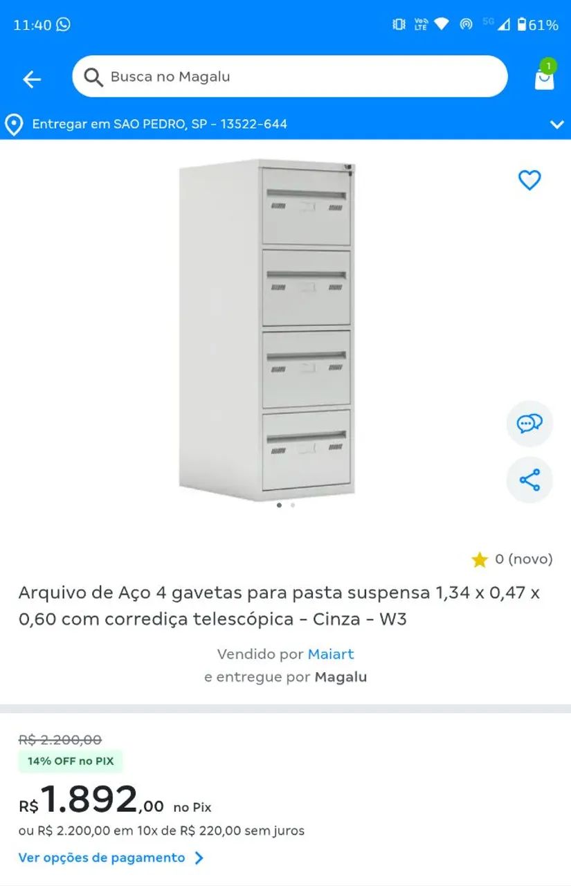 Arquivo de Aço 4 Gavetas  - Foto 3