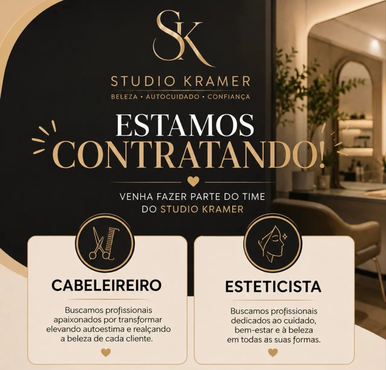 Vaga para cabeleireiro e esteticista 