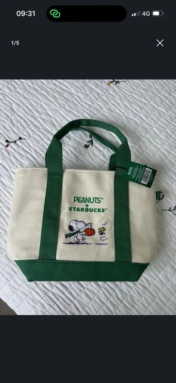 Bolsa peanuts Snoopy Starbucks 