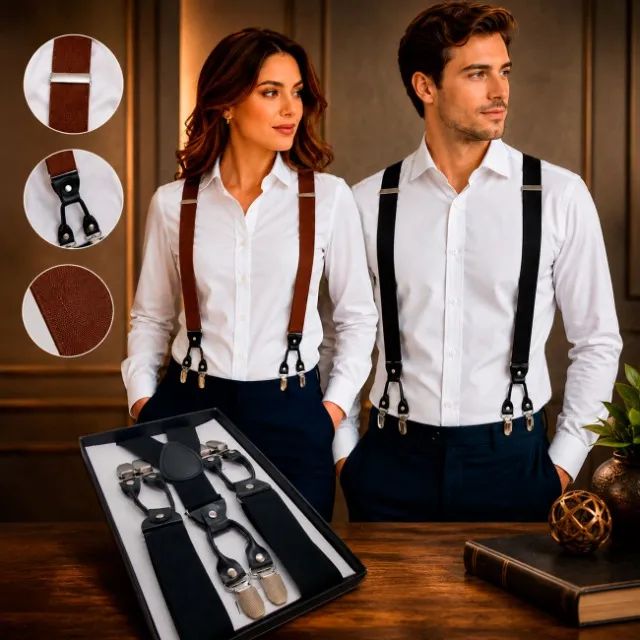 Suspensório Largo 3,5 cm Unisex Garra Dupla Premium Cores
