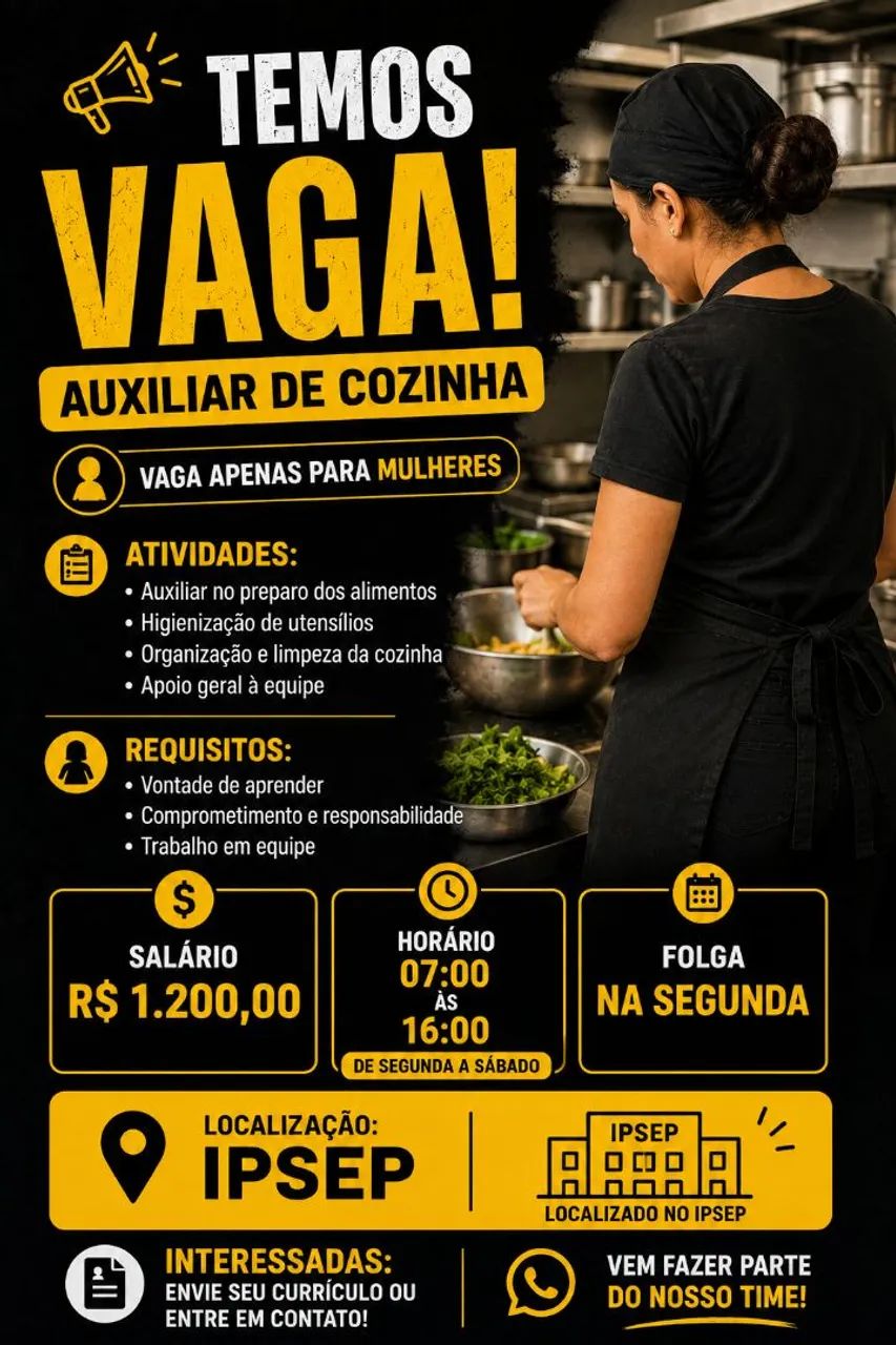 Vaga auxiliar de cozinha