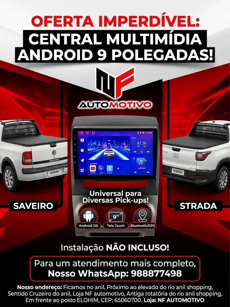 Central multimídia Android 9 polegadas 