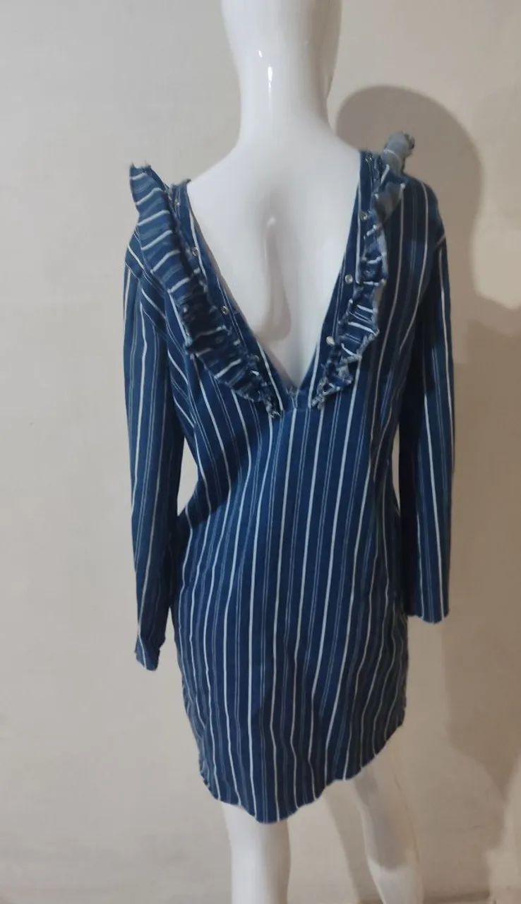 Vestido Jeans Listrado Zara P  - Foto 2