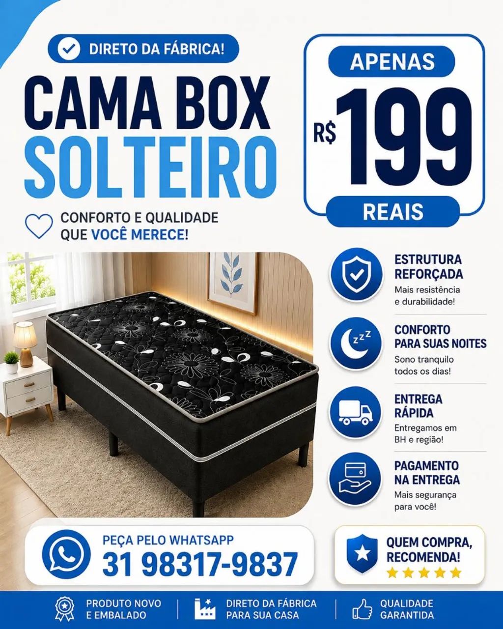 CAMA BOX SOLTEIRO 