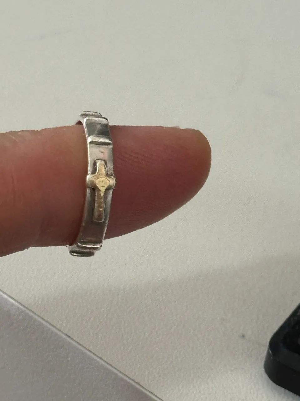 Anel tercinho em prata c detalhe em ouro - Foto 2