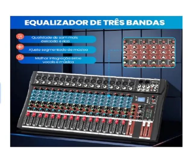 Mixer Analógico Vedo A16 16 Canais Bluetooth - Foto 5
